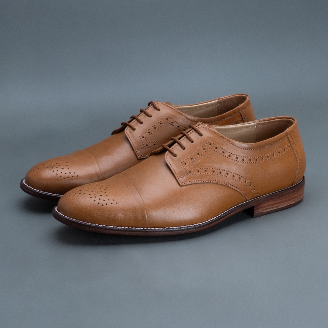 Fang Cap Brogue Derby – Light Tan