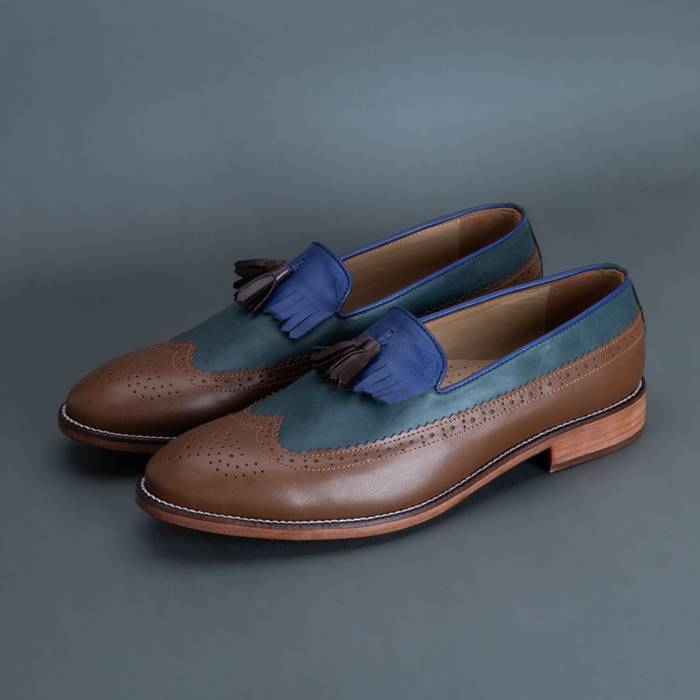 Alpha Kiltie Loafer – Dark Tan & Green