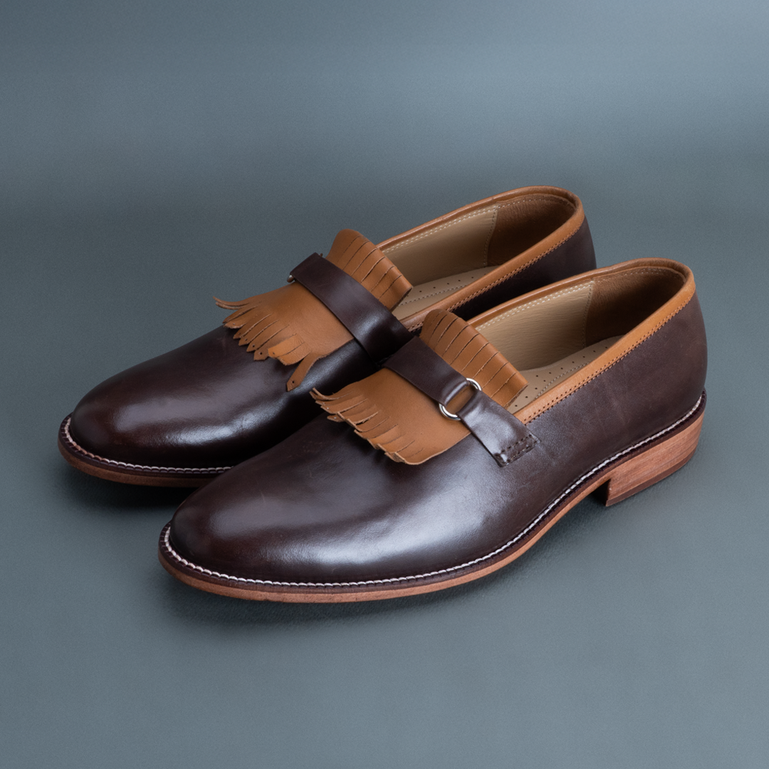 Alpha Kiltie Loafer – Dark Brown & Tan