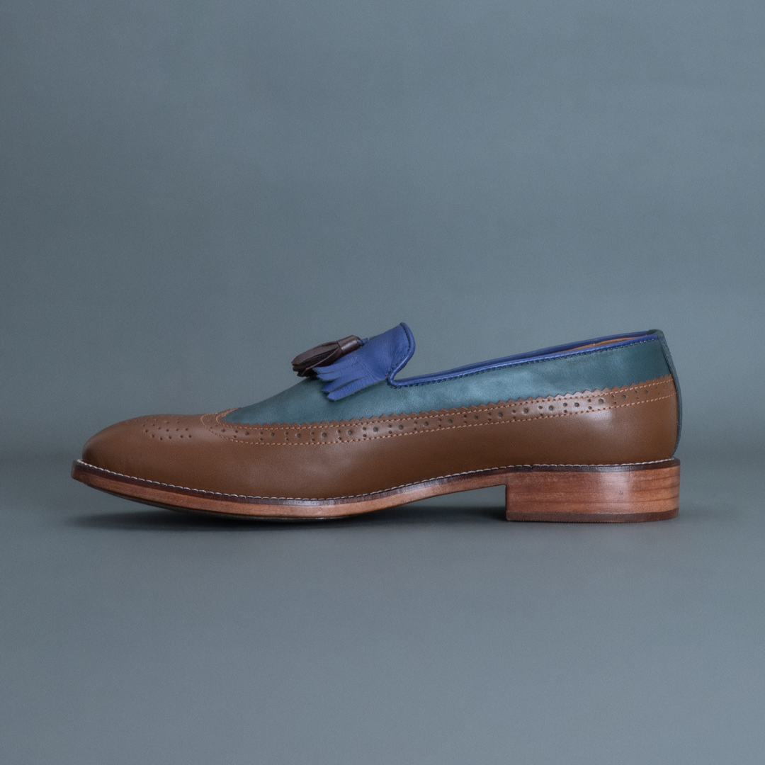 Alpha Kiltie Loafer – Dark Tan & Green