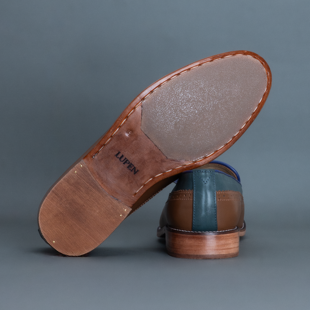 Alpha Kiltie Loafer – Dark Tan & Green
