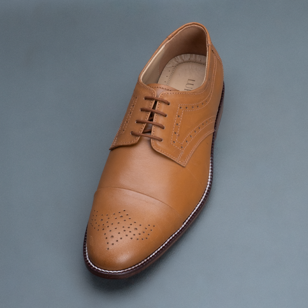 Fang Cap Brogue Derby – Light Tan