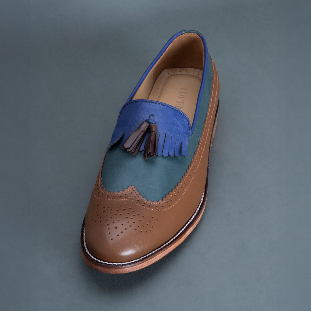 Alpha Kiltie Loafer – Dark Tan & Green