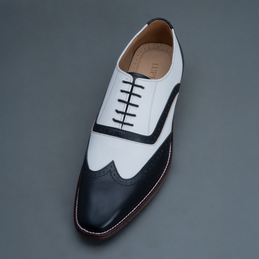 Apex Wingtip Oxford Black & White Lupen Apex Wingtip Oxford Black & White Lupen
