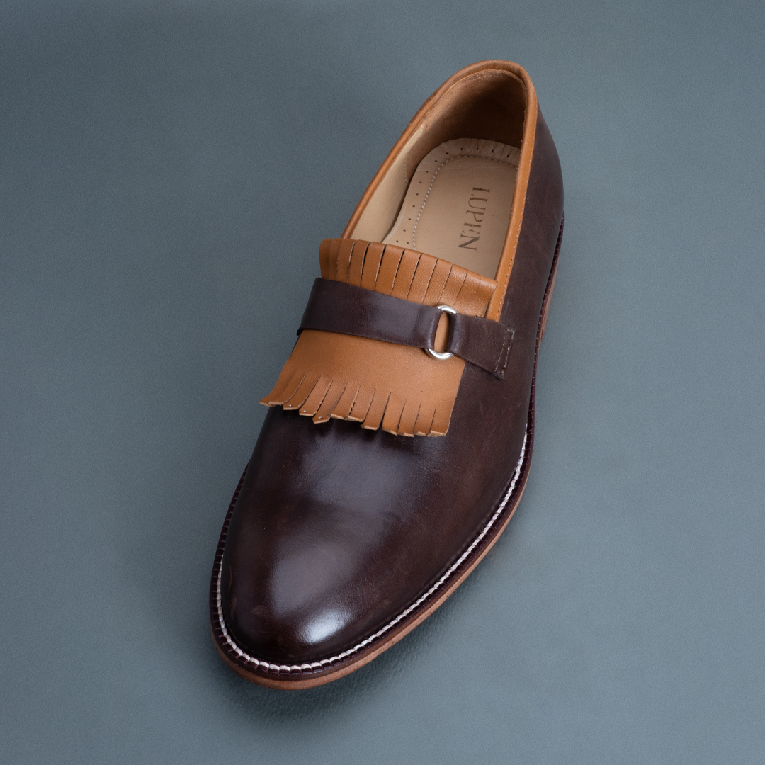 Alpha Kiltie Loafer – Dark Brown & Tan