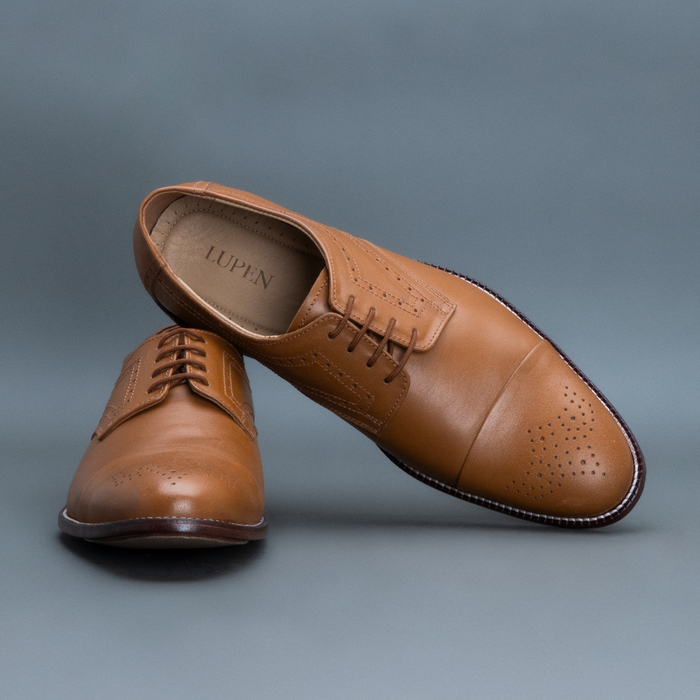 Fang Cap Brogue Derby – Light Tan