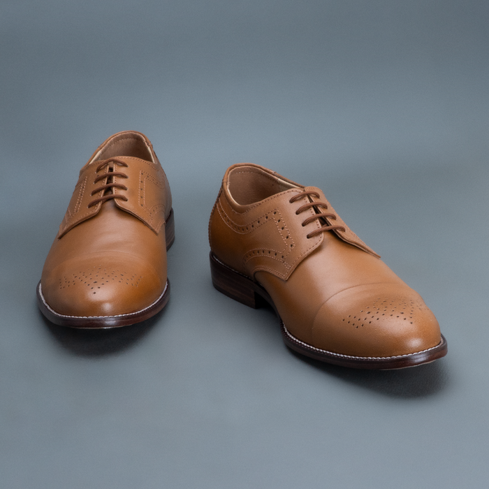 Fang Cap Brogue Derby – Light Tan